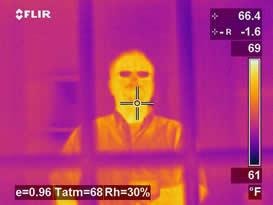 FLIR thermal scan of a person showing heat distribution